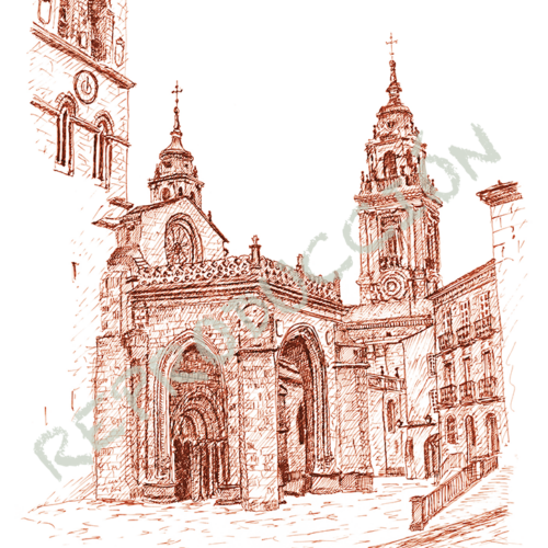 Catedral dende o Bispado (sepia)